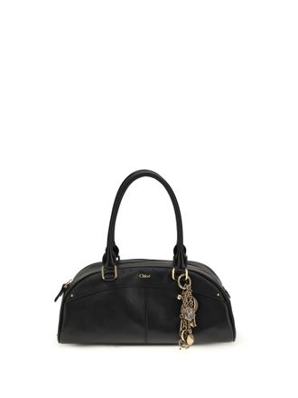 Chlo&eacute; Womens Bowling Handbag Calfskin Black Calf Leather Shoulder Bags