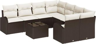 vidaXL Garden Sofa Set Brown 55 x 55 x 37 cm Poly Rattan vidaXL