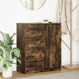 Berkfield Home Sideboard with Drawers Smoked Oak 71x35x84 cm Engineered Wood in Brown | Size: 71 x 35 x 84 cm