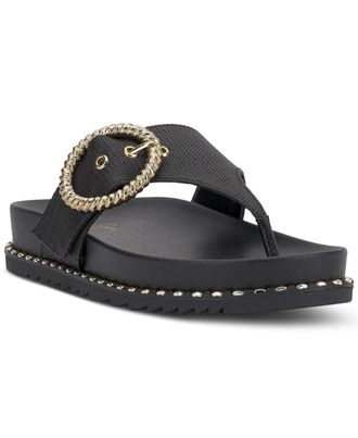 Jessica Simpson Cymmeri Sandals Womens Black Studded Toe Post Thong VER1555