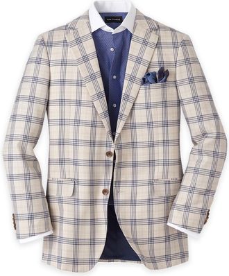 Paul Fredrick Wool Blend Plaid Single Breasted Notch Lapel Sport Coat