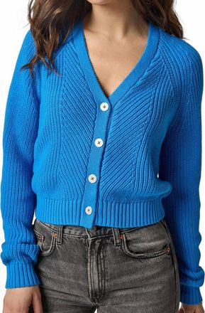 Lilla P Shrunken V-Neck Cardigan In Dutch Blue
