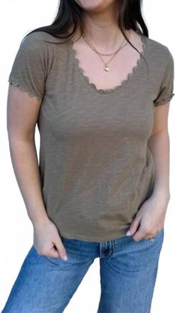 Dylan Ric Rac Tee In Olive Green