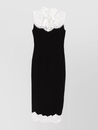 Self Portrait sleeveless lace-trim midi dress