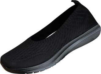 Generic Slip On Trainers Women Mesh Casual Walking Shoe Solid Color Breathable Lightweight Non-Slip Comfortable Running Shoes Gym Tennis Workout Black