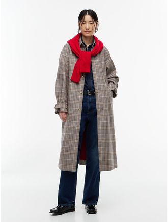 Tommy Hilfiger Womens Check Mac Coat - Brown - XS