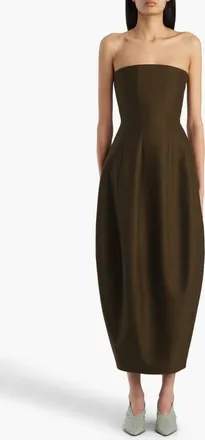 Khaite Stela Strapless Dress in Dark Olive at Nordstrom, Size 2