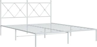 vidaXL Metal Bed Frame without Mattress with Headboard White 150x200cm vidaXL