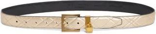 Kurt Geiger 30mm Metallic Quilted Leather Belt in Pale Gold Antique Brass at Nordstrom Rack, Size Large/x-Large