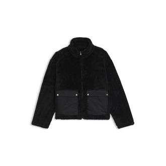 HUGO BOSS Faux fur coat with contrasting patch pockets
