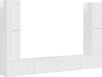vidaXL Conjunto De Mueble De Tv 8 Uds. Brillante Madera De Ingenier&iacute;a Vidaxl