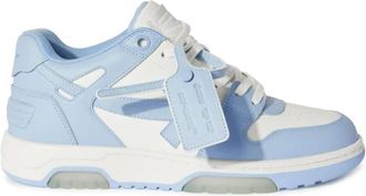 Off-white Schoenen, Heren, Blauw, 45 EU, Blauwe Leren Sneakers met Pijlen Motief