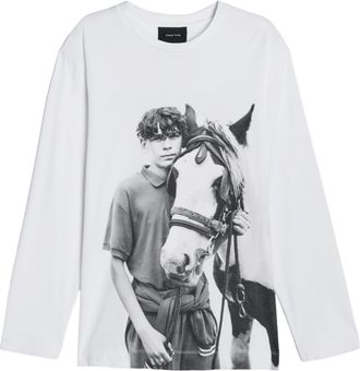 Simone Rocha White Pony Kid Print Cotton T-Shirt