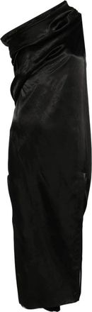 Rick Owens Athena Pijloog Jurk met E&eacute;n Schouder en Midi Lengte - Dames - Feestkleedjes - Zwart - S - Kleedjes