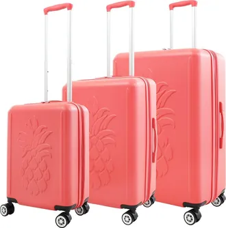 Tommy Bahama 3-Piece Hardside Luggage Set with 3D Pineapple 30, 26 & 21.5 Spinner Suitcases in Coral at Nordstrom