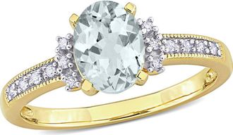 Delmar Oval Cut Aquamarine & Diamond Ring - 0.04ct. at Nordstrom Rack, Size 5