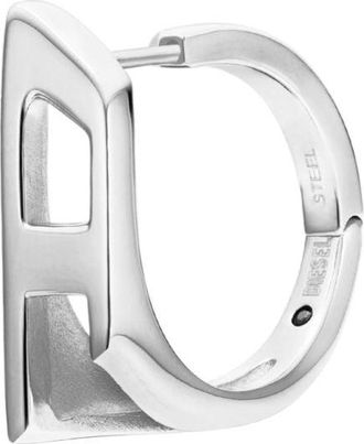Diesel Stainless steel hoop earring - Earrings - Unisex - Silver