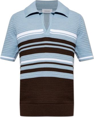 Ferragamo Polo met decoratief weefsel - Heren - Polos - Blauw - S - Katoen - Tops