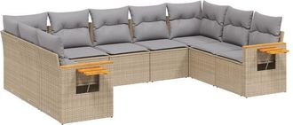 vidaXL Set De Sof&aacute;s De Jard&iacute;n 9 Pzas Con Cojines Rat&aacute;n Sint&eacute;tico Beige Vidaxl