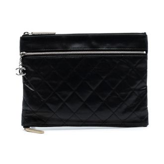 Chanel Pre-owned Quilted Leather Pouch - Dames - Pre-owned - Zwart - Maat: ONE Size Leer