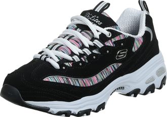 Skechers Womens d Lites Low Top Lace Up Fashion Sneakers, Black/Multi, Size 7.5 US / 5.5 UK US