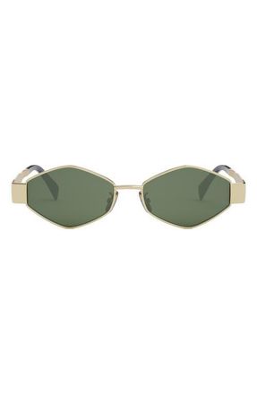 Celine Triomphe 54mm Geometric Sunglasses in Shiny Endura Gold /Green at Nordstrom