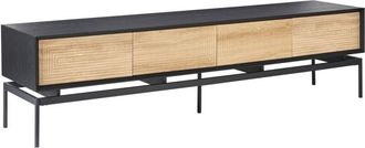 Beliani TV Stand Light Brown MDF 2 Door 4 Drawers Cabinet Metal Legs Loft Modern Design Bedroom LANCELIN