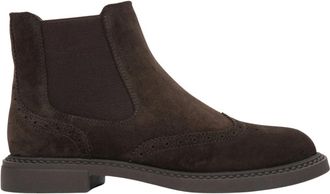 Estro & Luminara Winter Chelsea Boots met Perforatie - Dames - Chelseaboots - Bruin - 37 EU - Leer - Schoenen