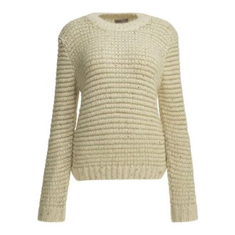 Herno Cornrow Stitch trui met ronde hals - Dames - Truien - Wit - Maat: XS Viscose