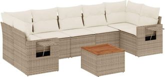 vidaXL Vidaxl - Juego De Sof&aacute;s De Jard&iacute;n Con Cojines Beige 8 Pzas Rat&aacute;n Pe