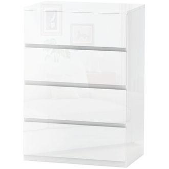HOMCOM C&oacute;moda Con 4 Cajones Cajonera De Estilo Moderno Para Dormitorio Entrada Sal&oacute;n 55x33x80 Cm Blanco Brillante