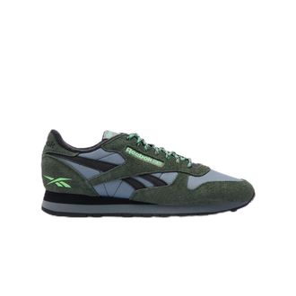 Reebok Unisex Classic Leather Sneaker, Dark Fog/Black/GRIT Green, 10.5 UK