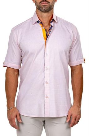 Maceoo Galileo Marthy Short Sleeve Cotton Button-Up Shirt in White at Nordstrom, Size 3