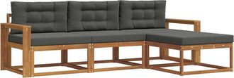 vidaXL Conjunto De Sof&aacute;s De Exterior 4 Uds. Natural Y Antracita Vidaxl