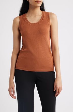 Anne Klein Scoop Neck Tank in Cedar Spice at Nordstrom, Size X-Large
