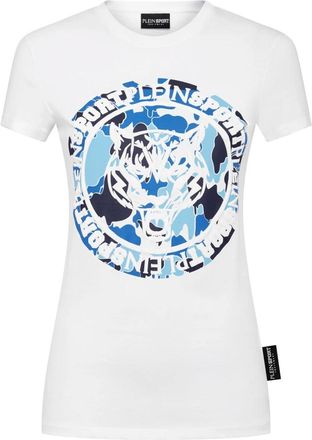 Plein Sport Tops, Dames, Wit, S, Katoen, T-Shirt Pure Carbon Tiger