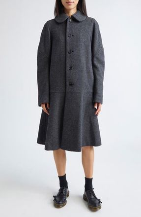 Comme Des Garçons Long Sleeve Wool Tweed Coat Dress in Charcoal at Nordstrom, Size X-Small