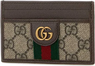 Gucci Mens Case Card Brown Polyurethane Polyamide Wallet