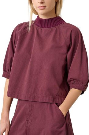 Lilla P Knit Collar Twill Top
