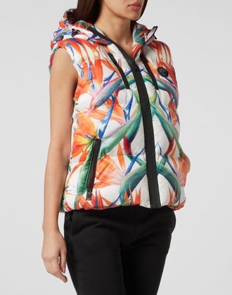 Plein Sport Long Vest Flowers Women in White/multicolored at Nordstrom, Size X-Small