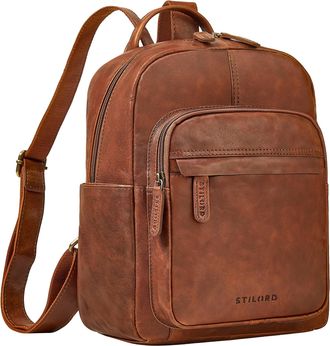 STILORD Dolores Ladies Leather Backpack Small Daypack Women Genuine Leather Rucksack 13 Inch Laptop Bag Vintage Handbag City Backpack for Travel Work Everyday