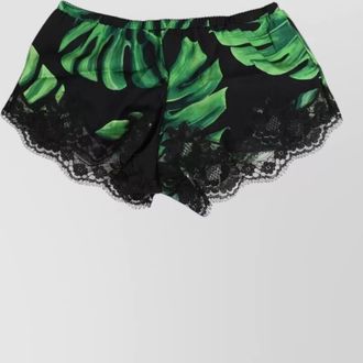 Dolce & Gabbana silk tropical print lace mini shorts