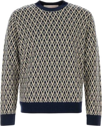 Valentino Garavani Marineblauwe trui met ronde hals - Heren - Ronde hals truien - Blauw - S - Truien & Vesten