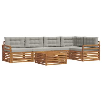 vidaXL Set Di Divani Da Esterno 6 Pz Grigio Naturale E Chiaro Vidaxl