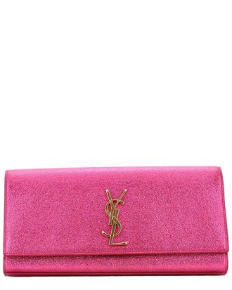 Saint Laurent Pink Metallic Calfskin Classic Monogram Clutch Long (Authentic Pre-Loved)