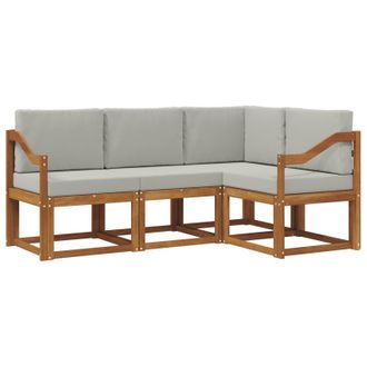 vidaXL Conjunto De Sof&aacute;s De Exterior 4 Pcs Gris Natural Y Claro Vidaxl
