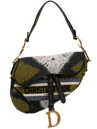 Dior 2020 Canvas Embroidered Tie Dye Saddle Bag shoulder bag - women - Canvas - One Size - Green