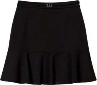 Twinset Zwarte Minirok met Ruchedetail - Dames - Korte rokken - Zwart - XS - Polyester - Rokken