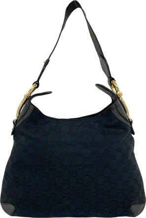 Gucci Black Canvas Leather Shoulder Bag Tote Bag (Pre-Owned)