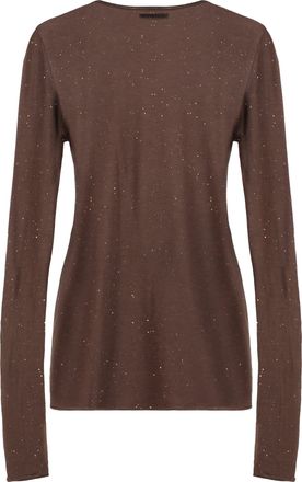 Pinko Womens Sequin Long Sleeve Top Pico Olive Brown Wool Tops